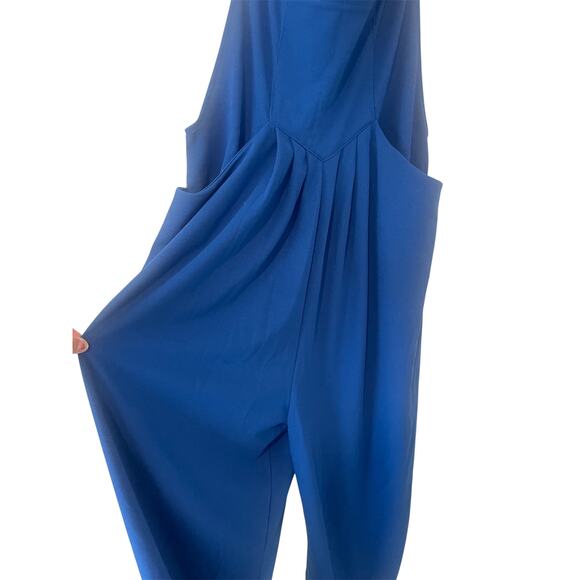 Halara Blue Adjustable Strap Button Multi Pocket Waffle Casual Overalls Sz XL - Picture 3 of 4